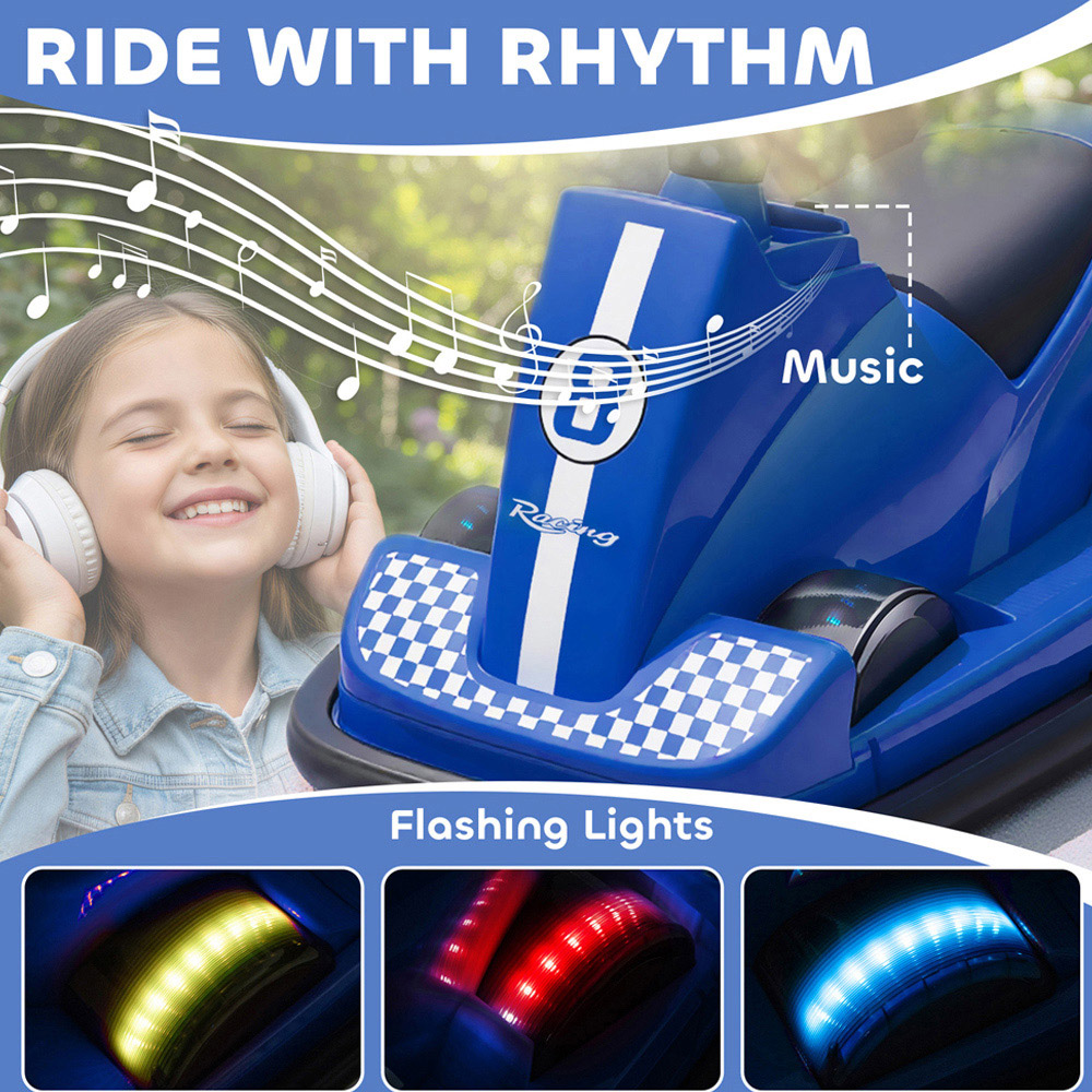 Tommy Toys Kids Blue 360 Degree Rotating Electric Bumper Car with LED Image 8