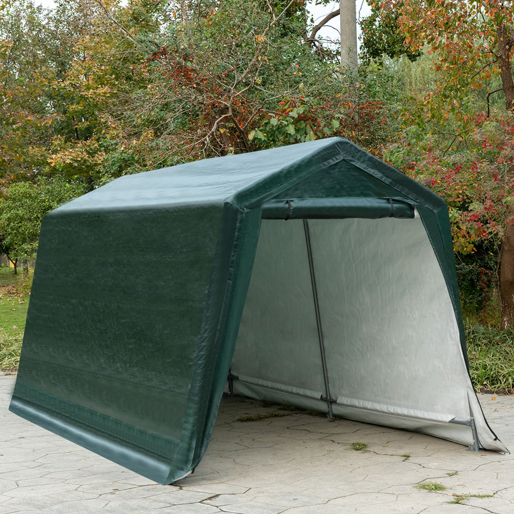 Costway Green Steel and Metal Frame 2.4 x 4.3m Patio Storage Shelter Image 2
