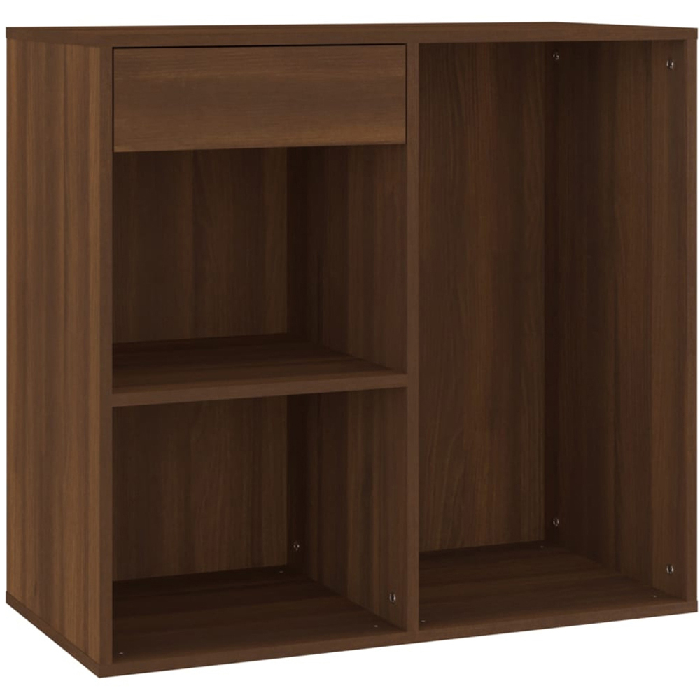 vidaXL Brown Oak Single Drawer 3 Open Shelf Cosmetic Storage Cabinet Image 2