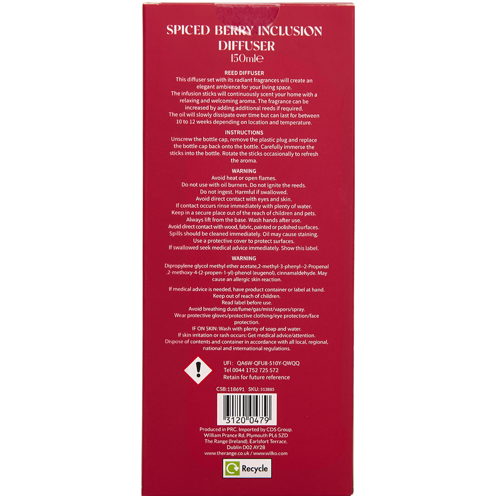 Spiced Berry Inclusion Reed Diffuser Image 2
