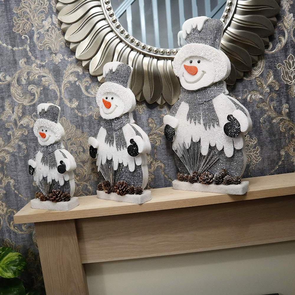 Shatchi Grey Snowman Glitter Foam Figurine Christmas Decoration 32cm Image 3