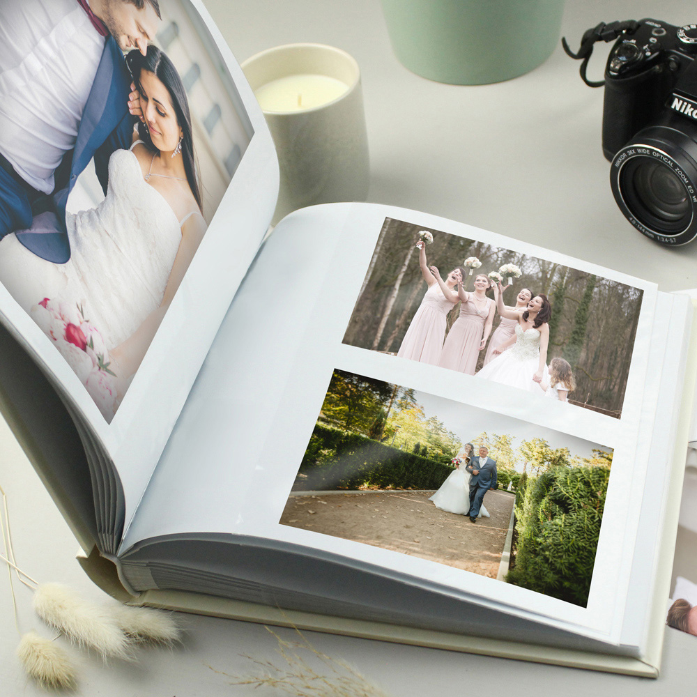 Personalised Memento Gold Heart Square Personalised Couples Photo Album Image 3