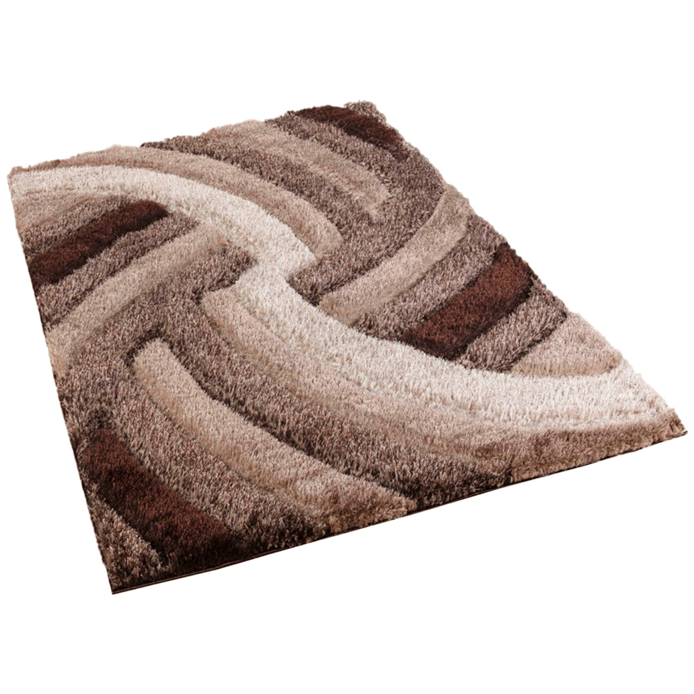 Desire Rug Modern Bronze Swirl Shimmer Soft Shaggy Area Rug 160 x 230cm Image 1