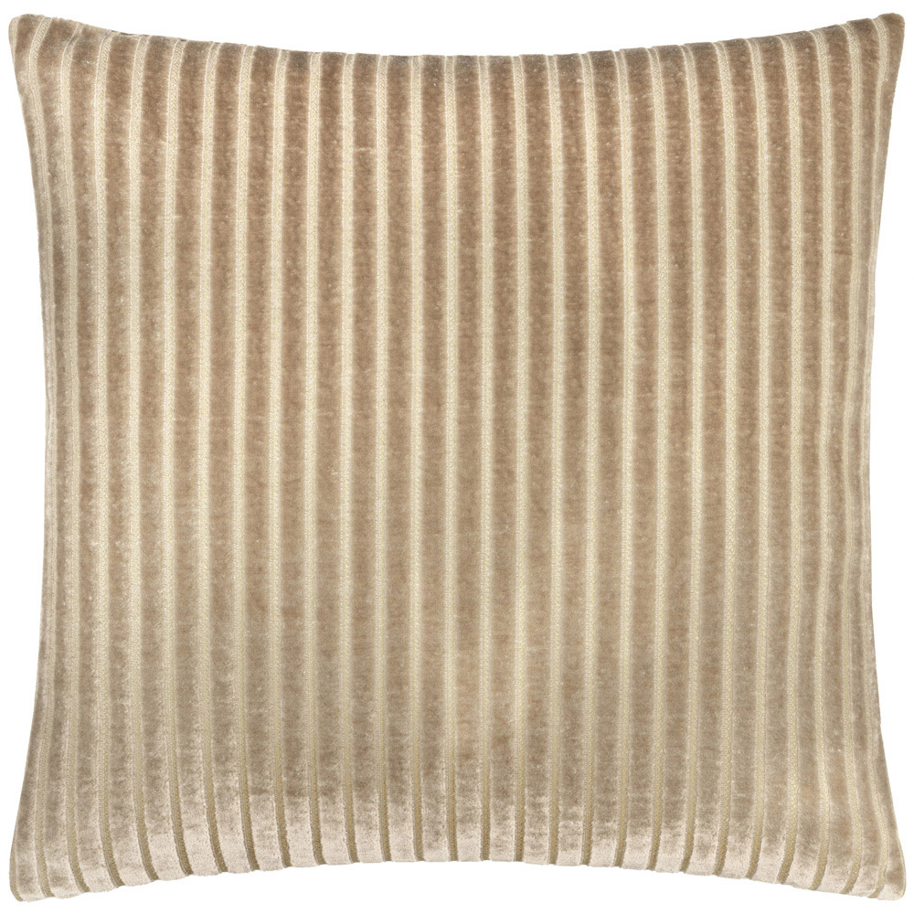 Paoletti Savoy Stripe Mink Velvet Cushion 50 x 50cm Image 1
