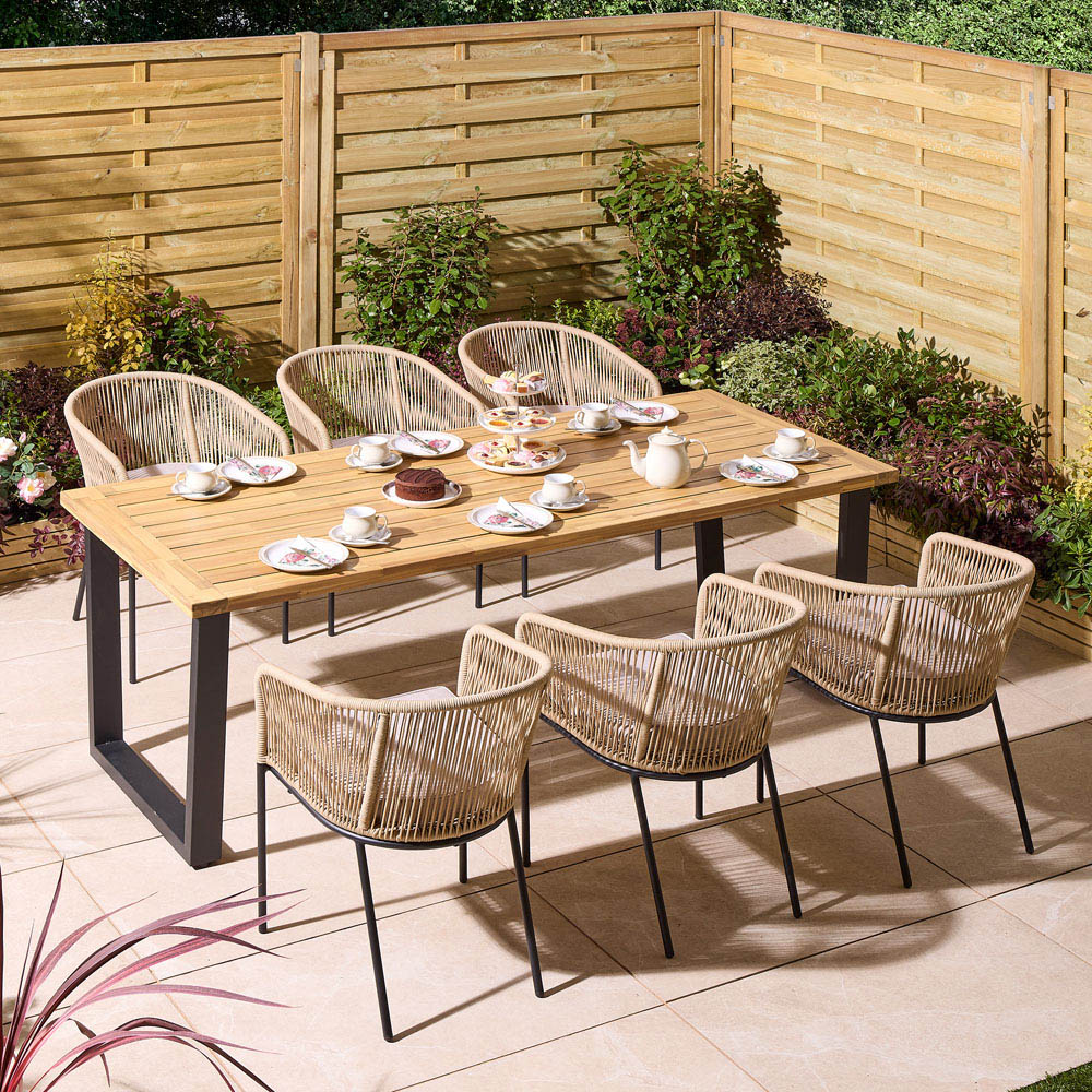 Rowlinson Oslo 6 Seater Natural Dining Table Set 210cm Image 1