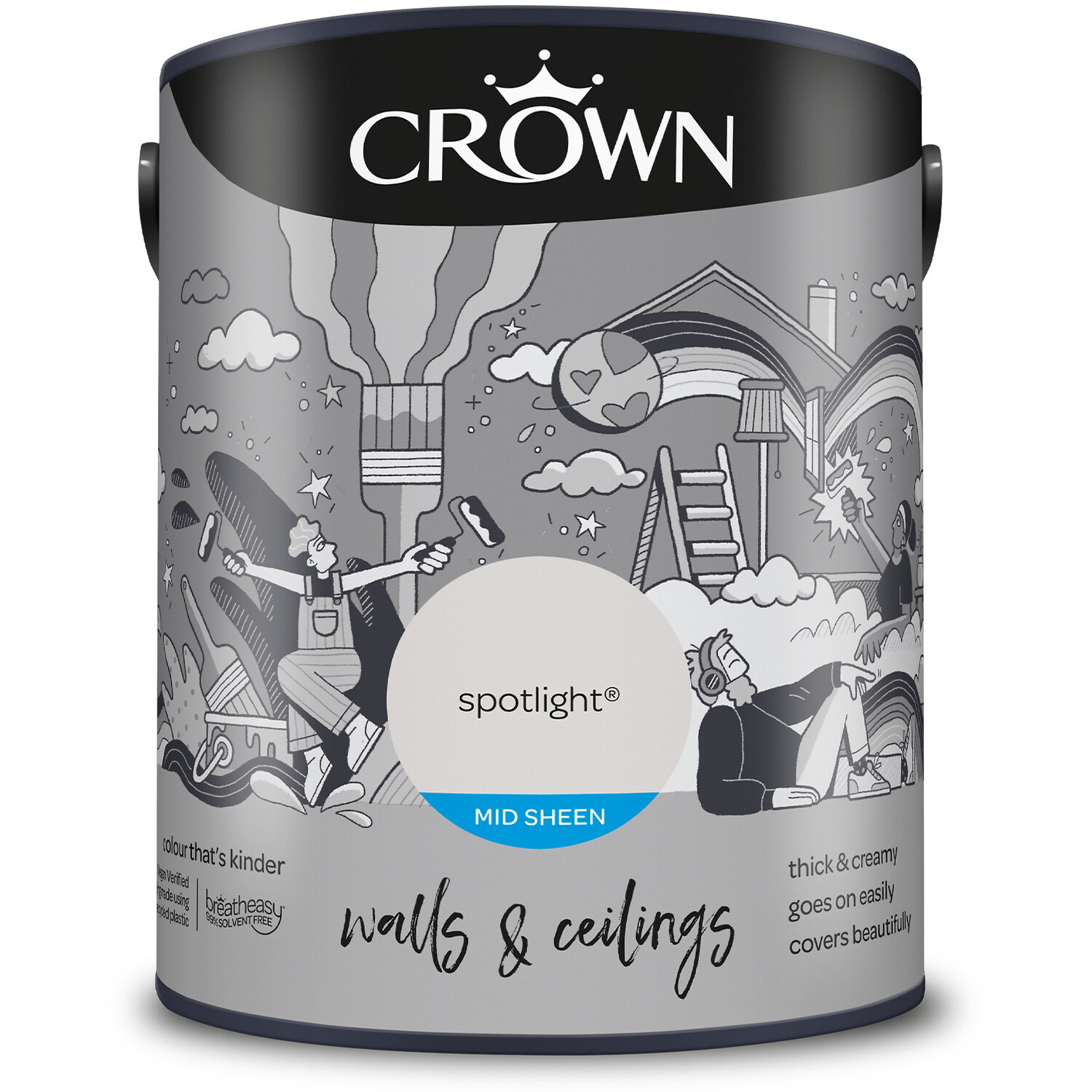 Crown Walls & Ceilings Spotlight Mid Sheen Emulsion Paint 5L Image 2