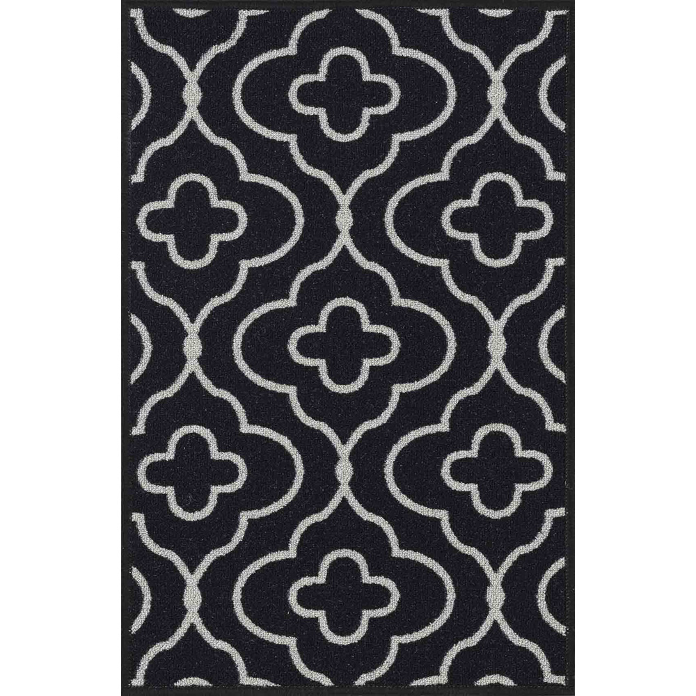 Desire Rugs Havana Black Quatrefoil Anti Slip Door Mat 220 x 160cm Image 1