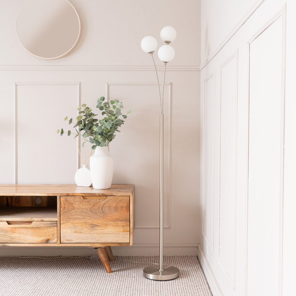 ValueLights Velika 3 Way Opaque Globe Chrome LED Floor Lamp Image 5