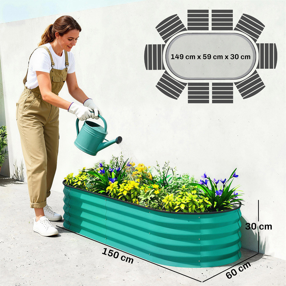 Outsunny Green Raised Garden Bed with Metal Stakes Set of 2 Image 9