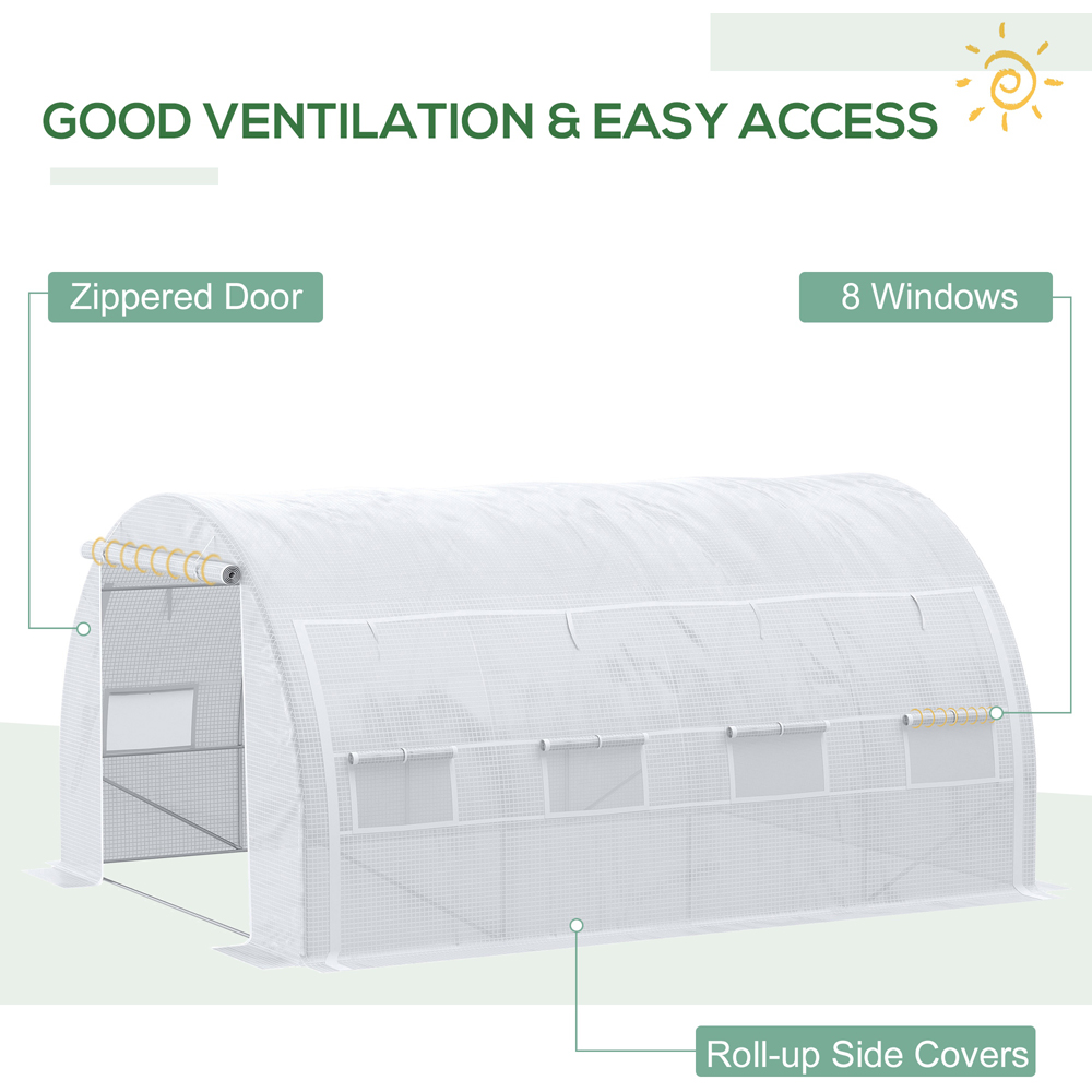 Outsunny White Plastic 10 x 13ft Polytunnel Greenhouse Image 5