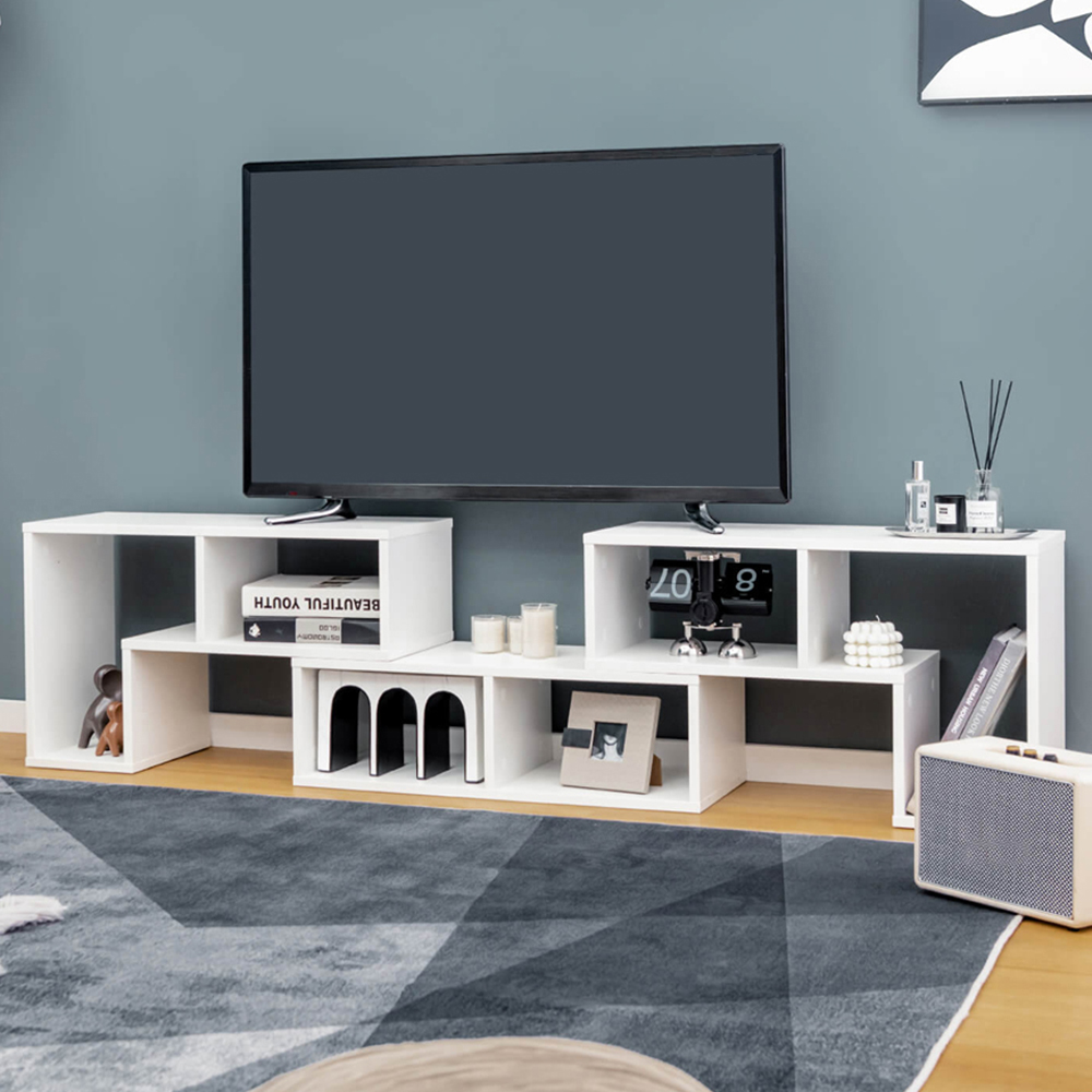 Costway 6 Shelf White Convertible TV Unit Image 1