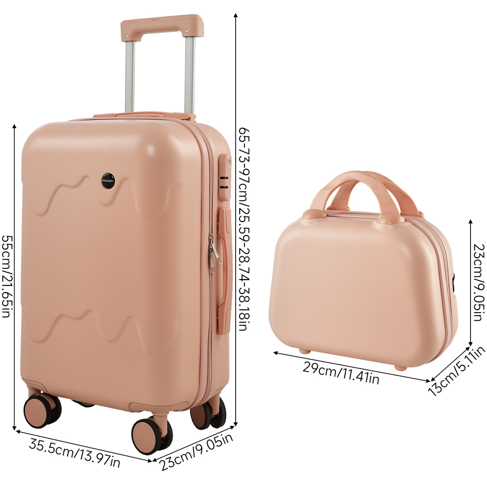 H&O Direct 2 Piece Pink ABS Hard Shell Suitcase Set with Cup Holder and USB Port Image 6