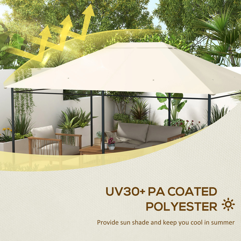 Outsunny 3 x 4m Cream White Gazebo Canopy Replacement Cover Image 7