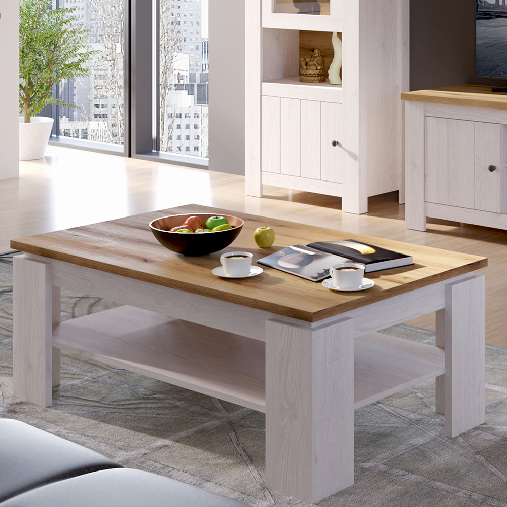 Florence Celesto White and Oak Coffee Table Image 1