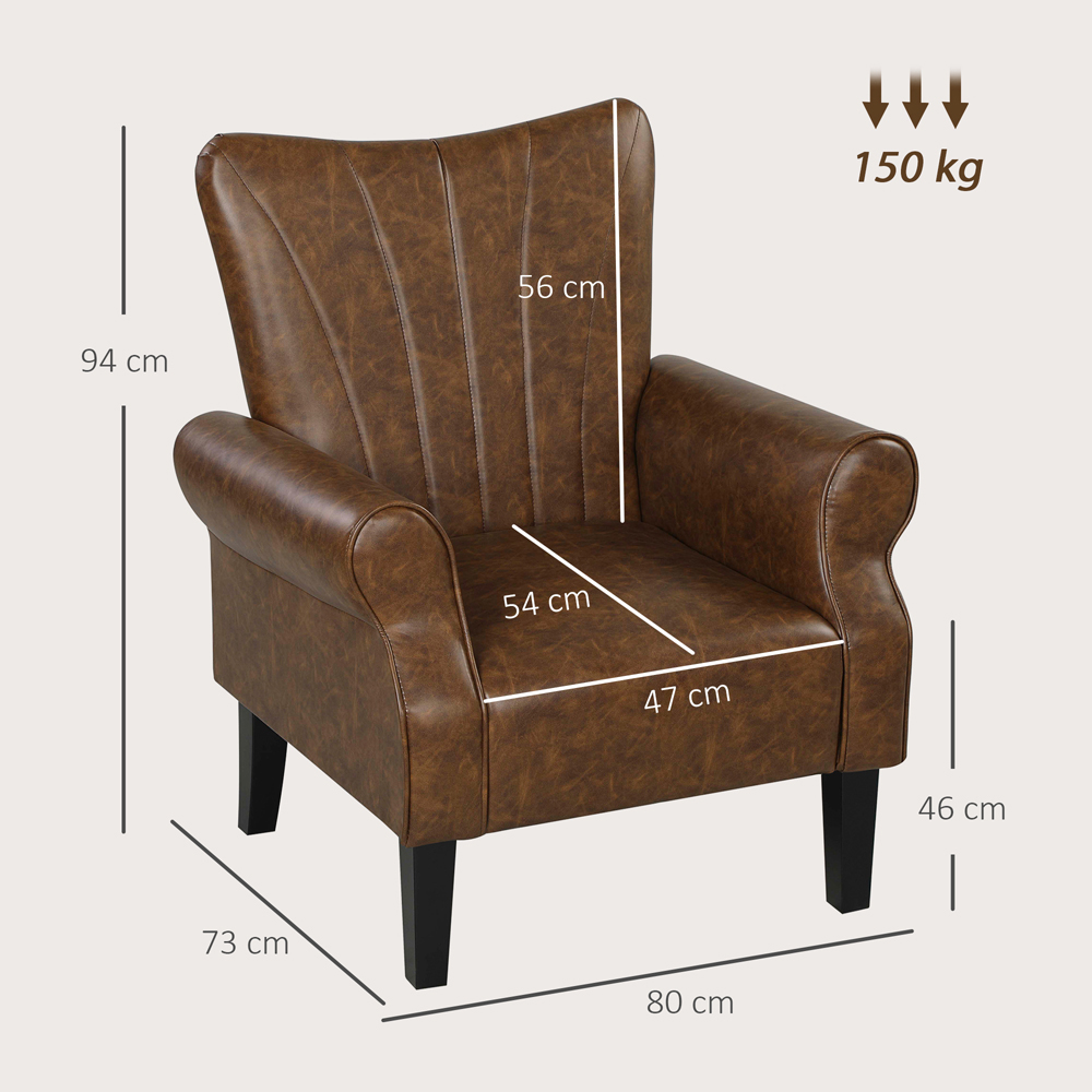 HOMCOM Brown Upholstered Modern Accent Chair Image 9