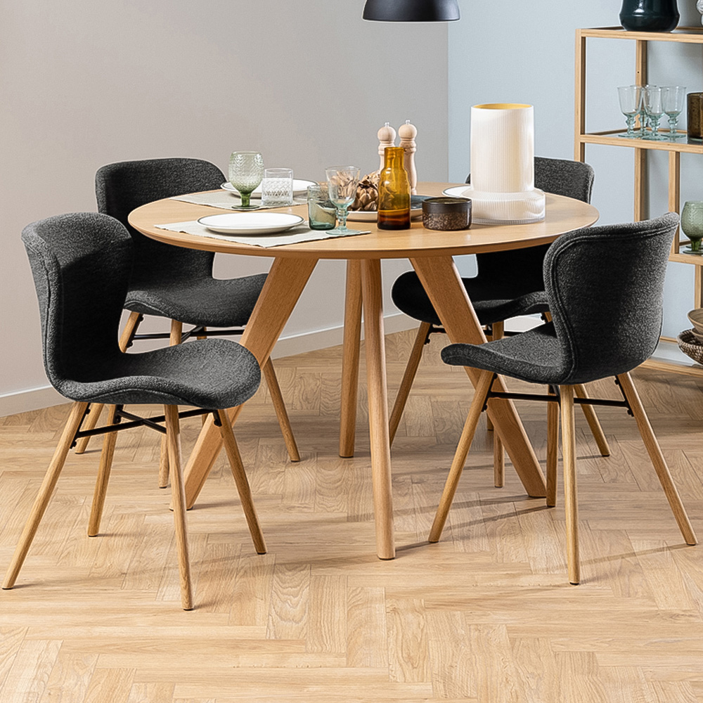 Florence Townsville 4 Seater Round Dining Table Set White and Oak Image 1