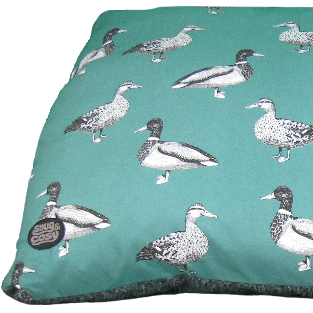 Snug & Cosy Medium Teal Duck Print Dog Lounger Bed Image 2