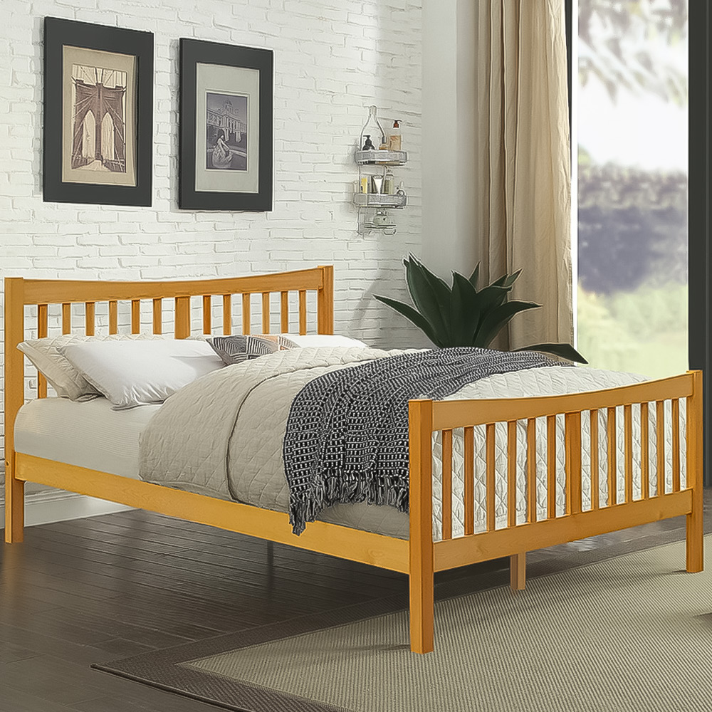 Brooklyn Single Caramel Wooden Country Bed Frame Image 1