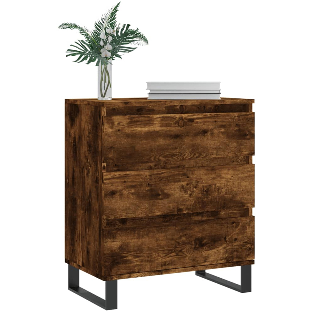 vidaXL 3 Drawer Smoked Oak Sideboard with Iron Feet Image 3