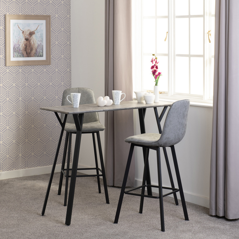Seconique Quebec Concrete Effect Faux Leather 2 Seater Bar Table Set Black and Grey Image 6