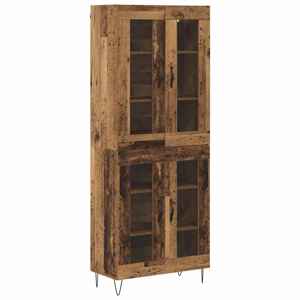 vidaXL 4 Glass Door Old Wood Sideboard Image 2