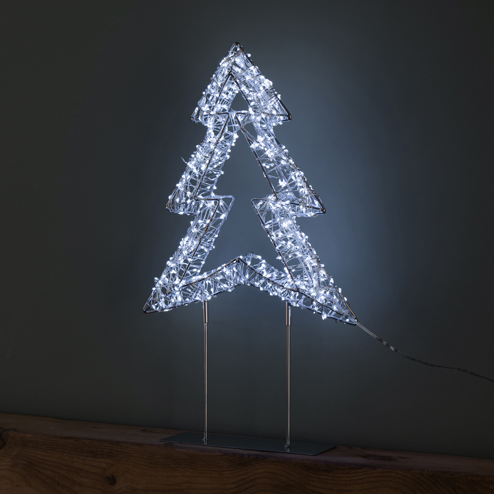 Samuel Alexander 720 White LED Light-Up Twinkling Silver Christmas Tree with Metal Stand 45cm Image 5