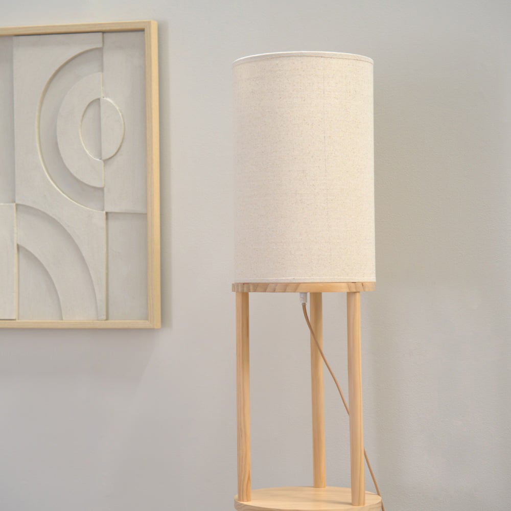 ValueLights Elsa 3 Shelf Cream Shade Wooden LED Floor Lamp Image 4