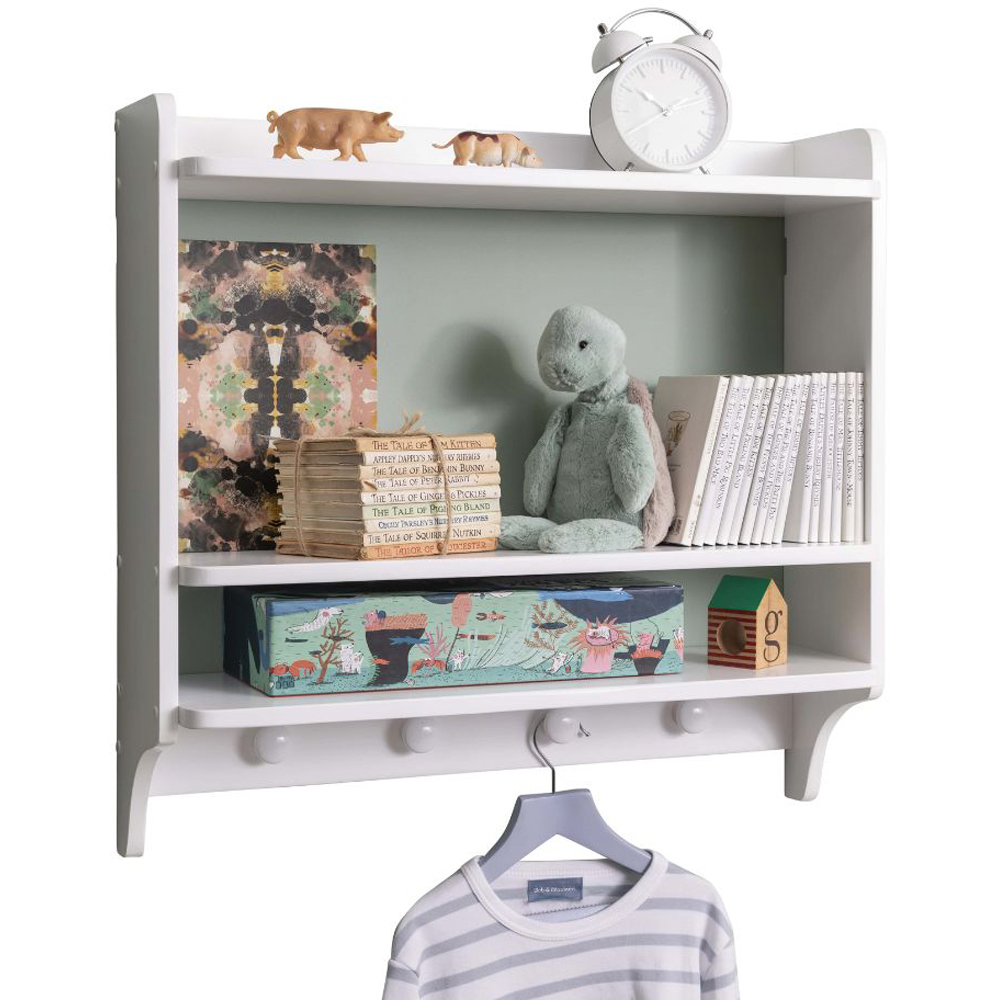 Noa and Nani Hege 3 Shelf 4 Hook White Wall Mounted Storage Unit Image 3