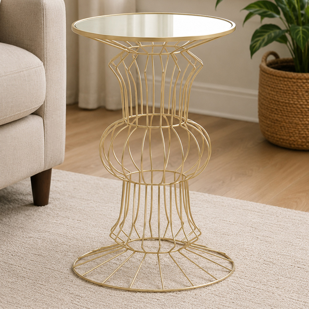 Premier Housewares Compact Light Gold Frame Side Table Image 1