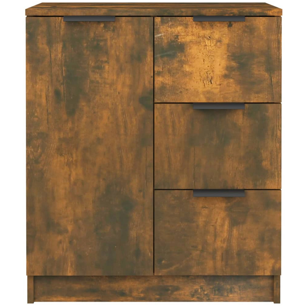 vidaXL Single Door 3 Drawer Smoked Oak Sideboard Set of 2 Image 4