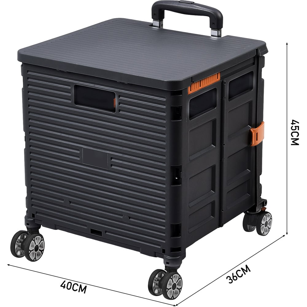 Living and Home Black Collapsible Utility Cart with Magnetic Lid and Adjustable Handle 55L Image 8
