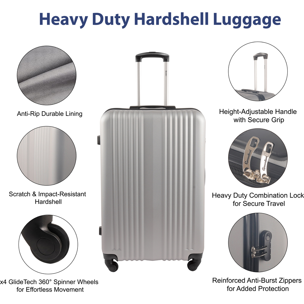 Groundlevel Delta Hard Shell Set of 3 Silver XL Luggage Suitcase Image 3