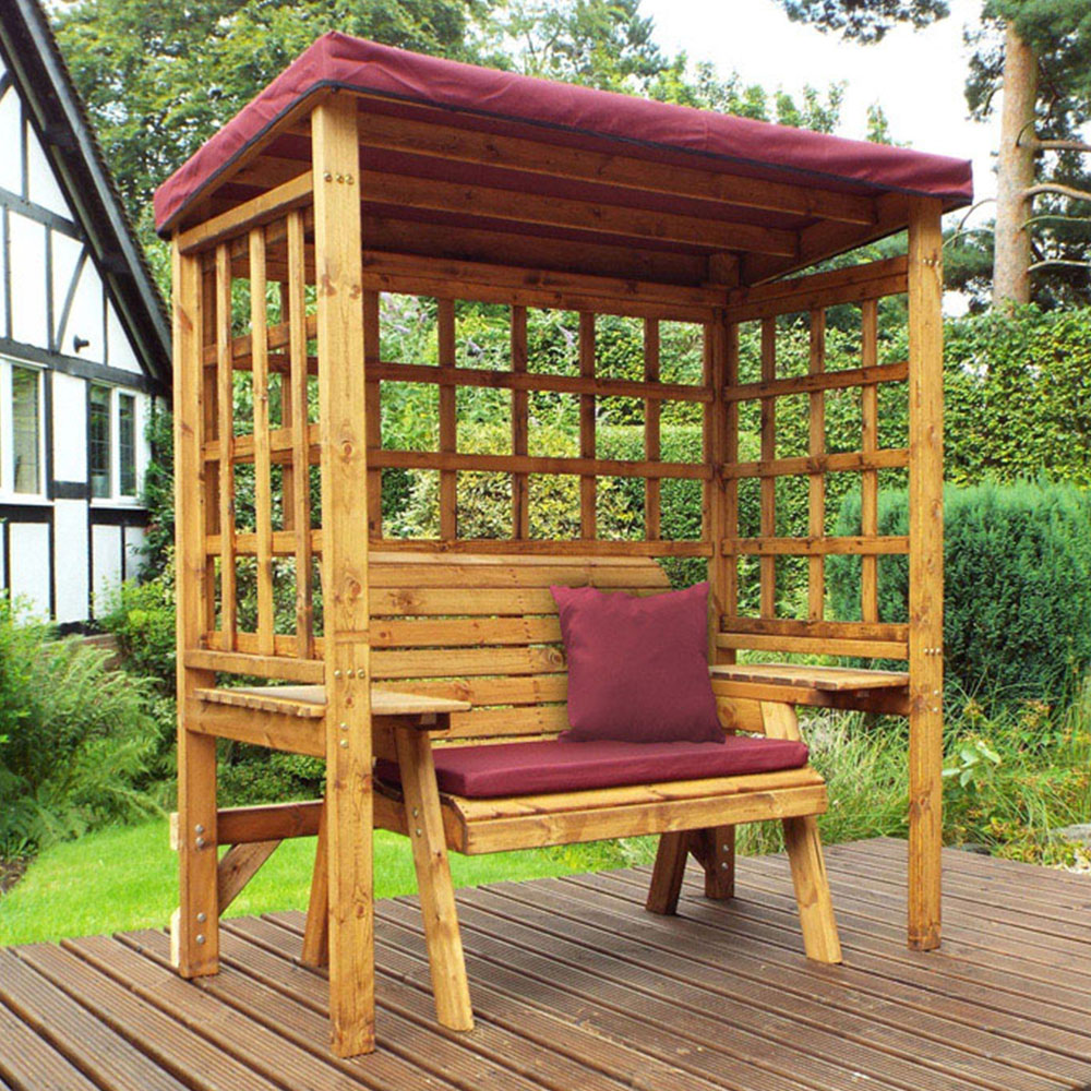 Charles Taylor Wentworth 2 Seater Arbour with Burgundy Roof Cover Image 1