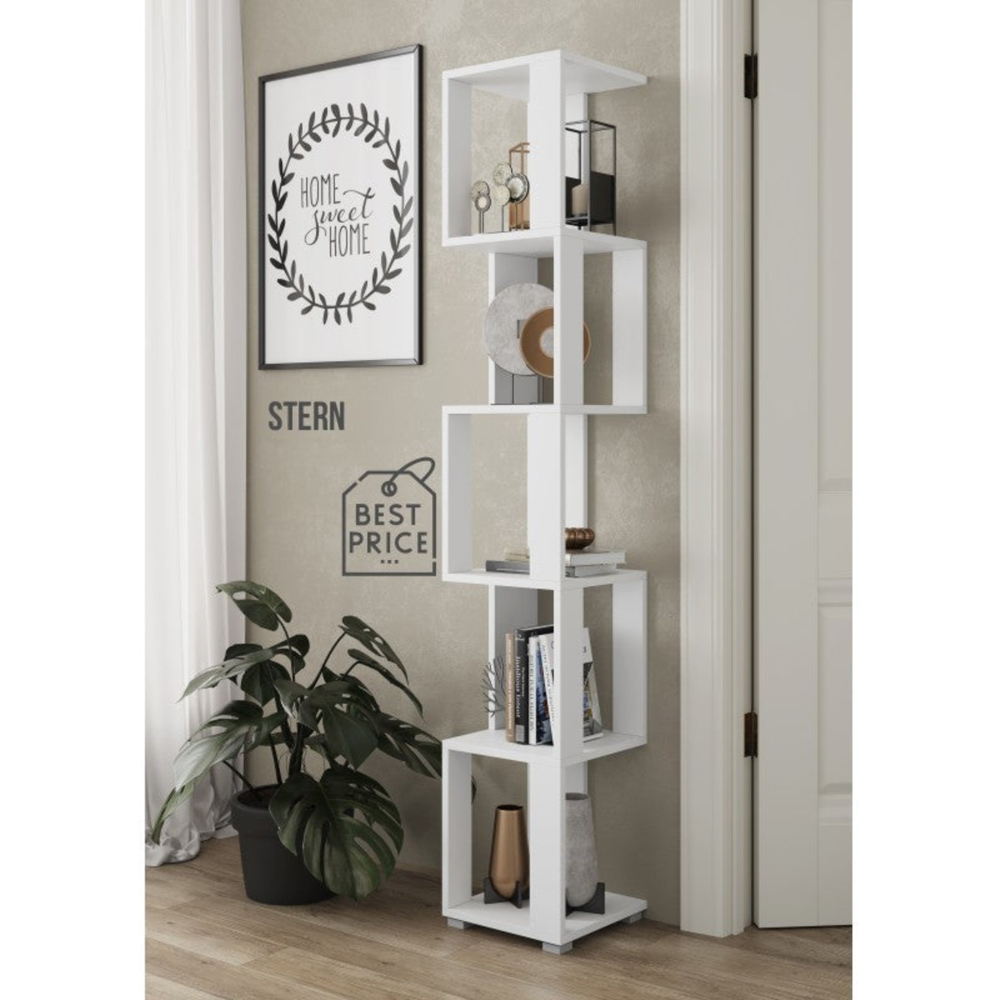 Shefa Line Element-5 6 Shelf White Shelving Unit Image 4