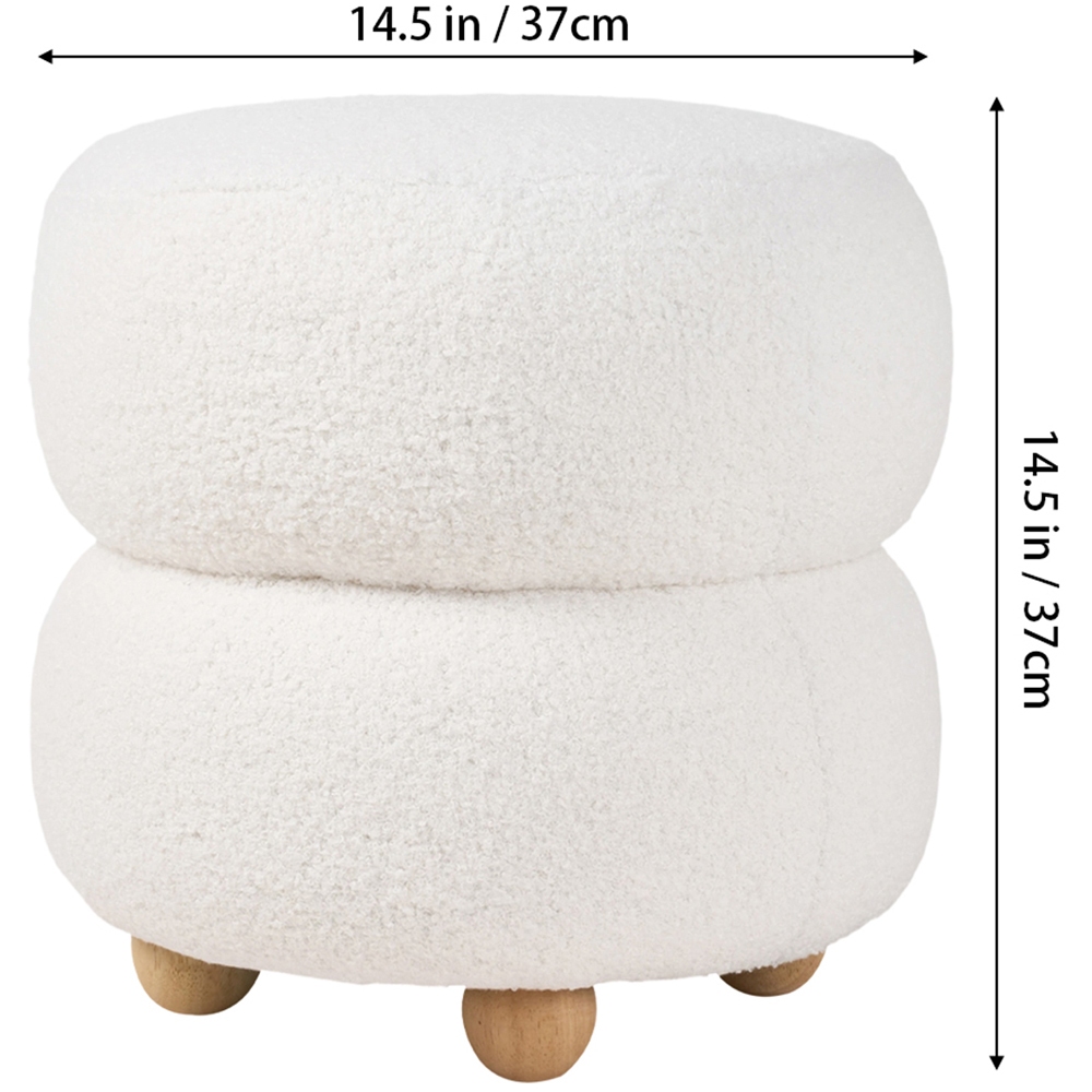 Living and Home Beige Teddy Fleece Round Footstool Image 9