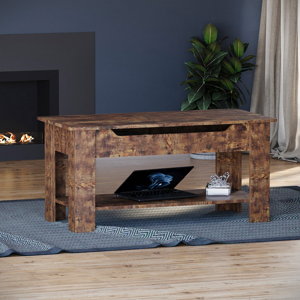 Vida Designs Dark Wood Lift Up Coffee Table Image 3