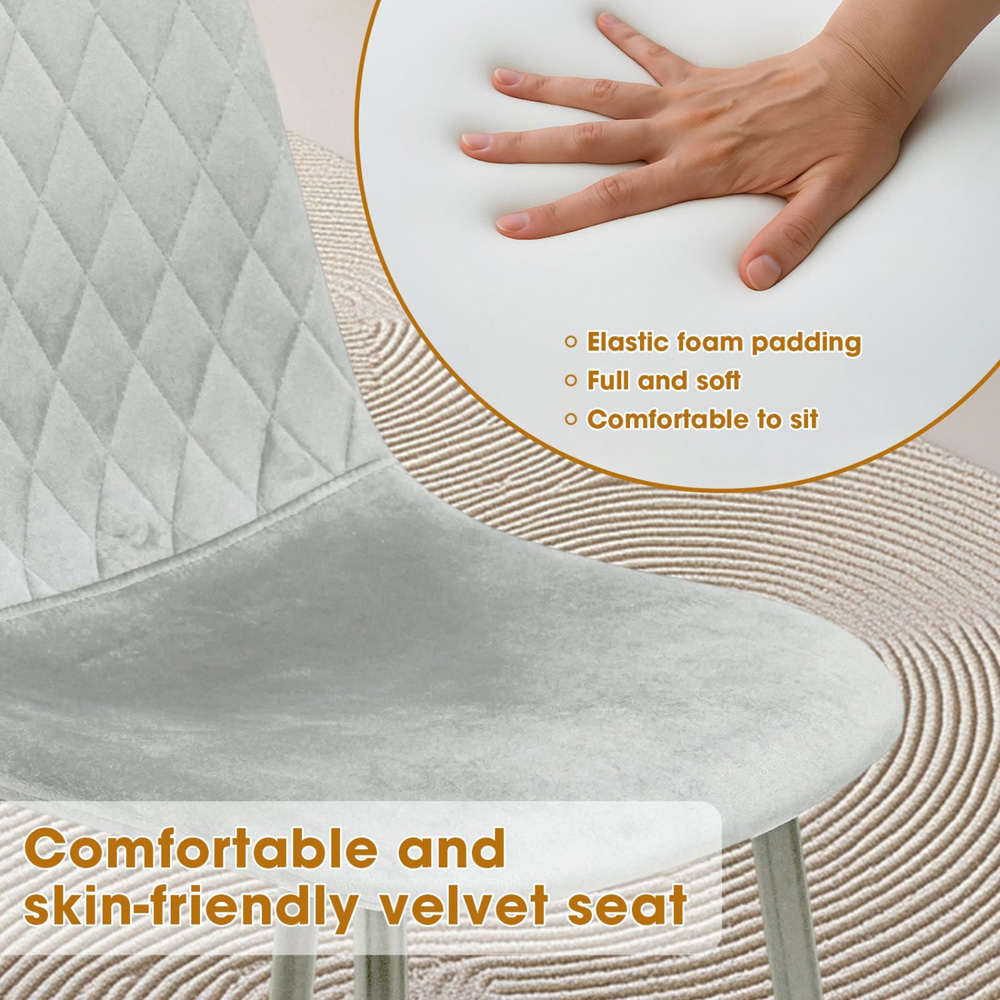 Alivio Set of 4 Grey Velvet Dining Chair Image 5