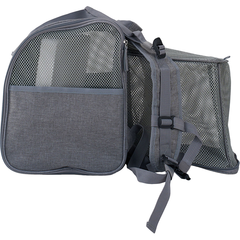 H&O Direct 31.5 x 35.5 x 50cm Light Grey Mesh Expandable Pet Carrier Backpack Image 2