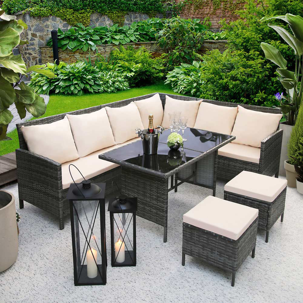 Thalia 8 Seater Rattan Sofa Set Beige Image 7