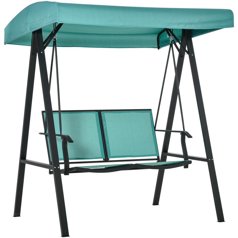 Outsunny 2 Seater Lake Blue Swing Chair with Canopy Image 2