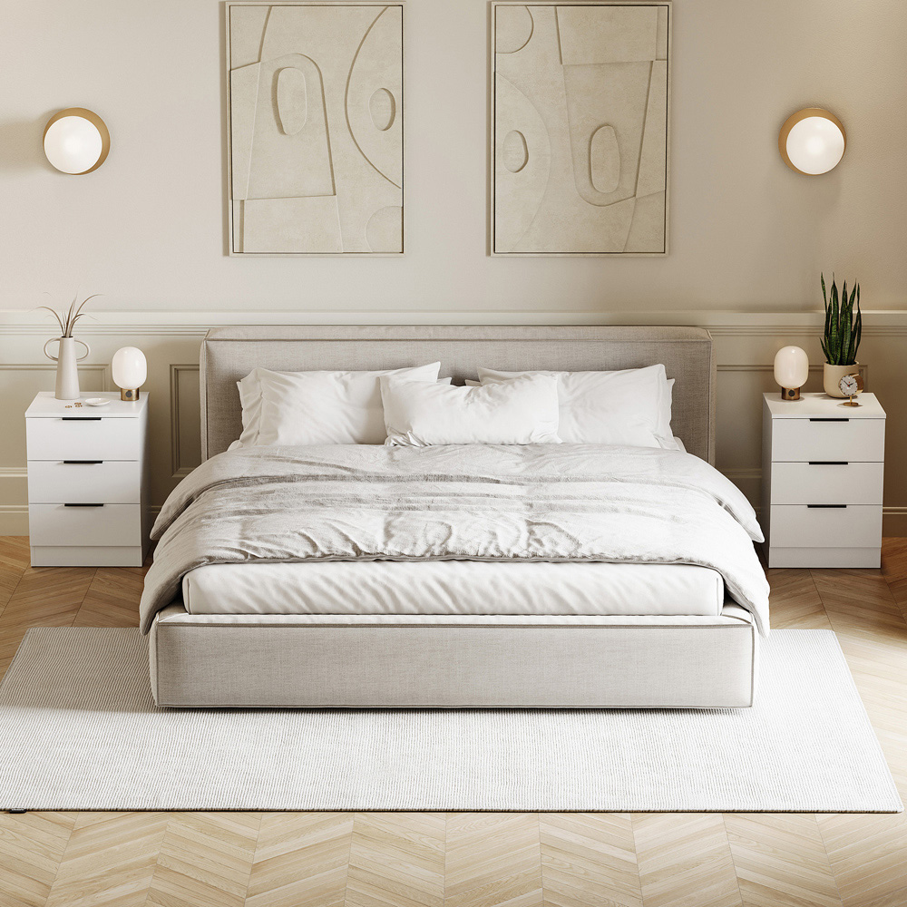 VIDA DESIGNS Trega 3 Drawer White Bedside Cabinet Set of 2 Image 2