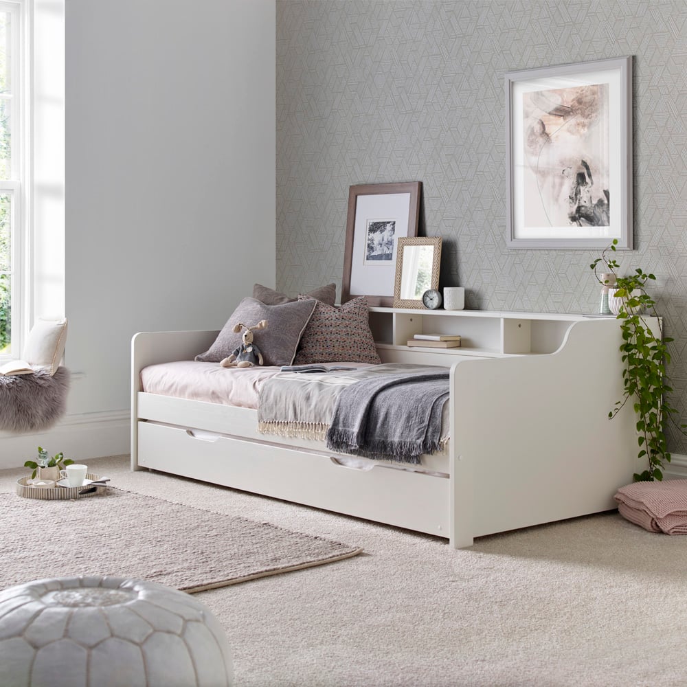 Tyler Single White Guest Bed with Orthopaedic Mattress Image 2