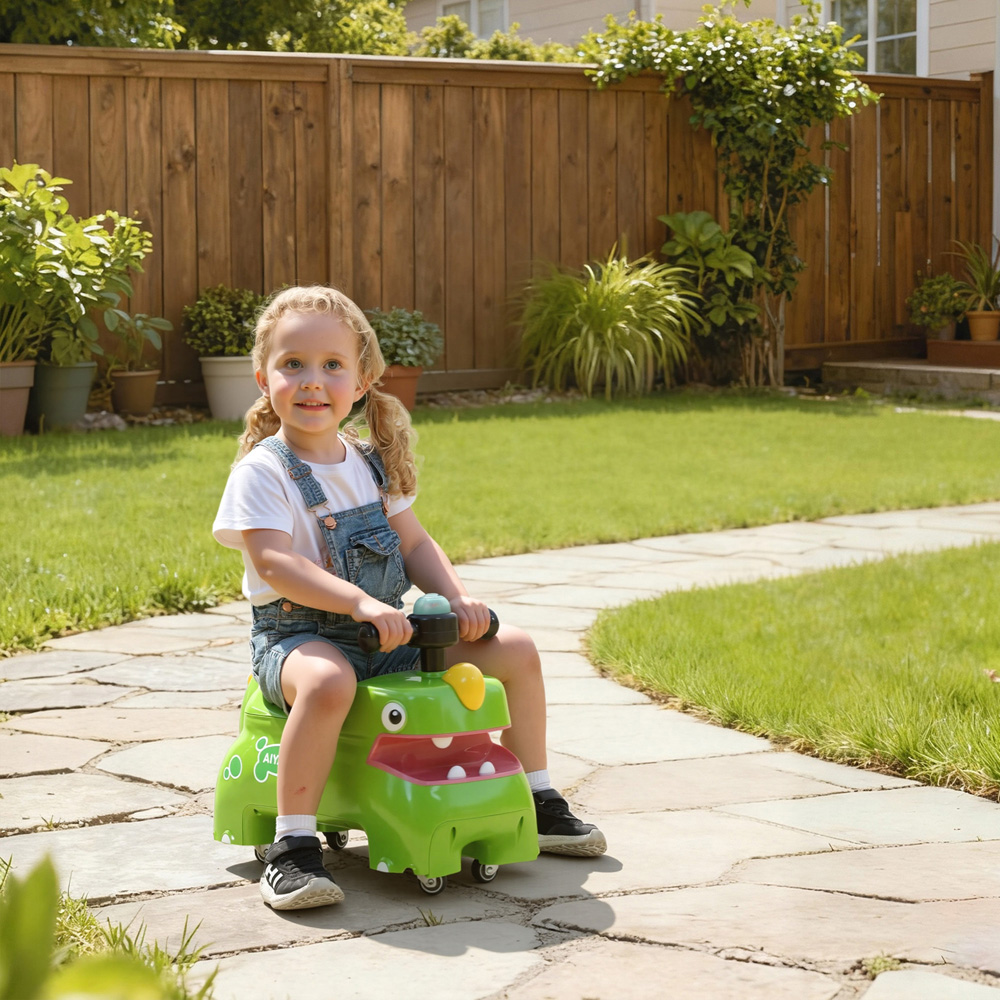 Tommy Toys AIYAPLAY Kids Green Dinosaur Shape Ride On Car Toddler Walker Image 2