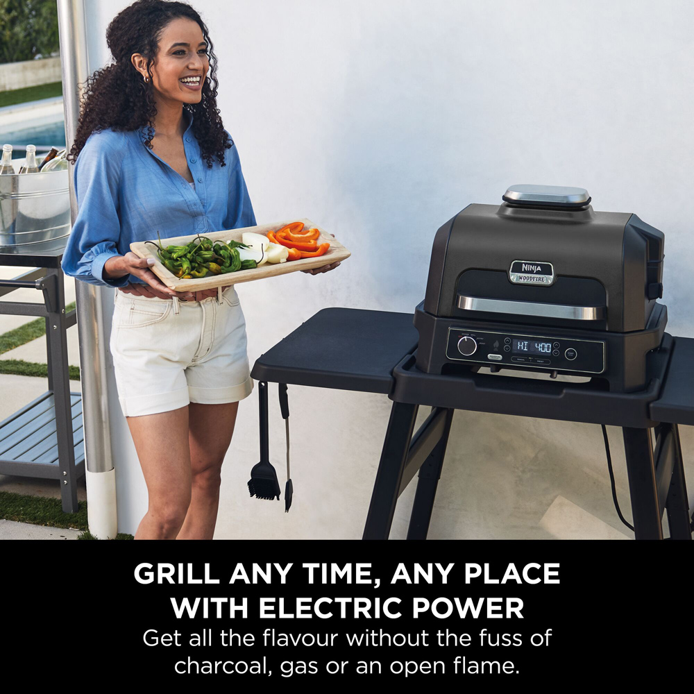 Ninja Woodfire Pro XL OG853UK Grey and Black Electric BBQ Grill and Smoker with Cover Image 9