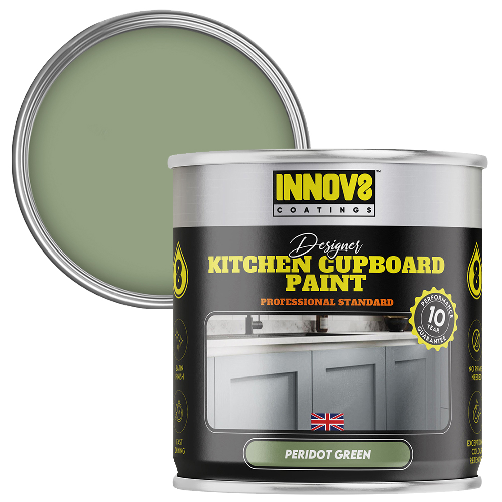 Innov8 Coatings Designer Kitchen Cupboard Peridot Green Satin Paint 750ml Image 1