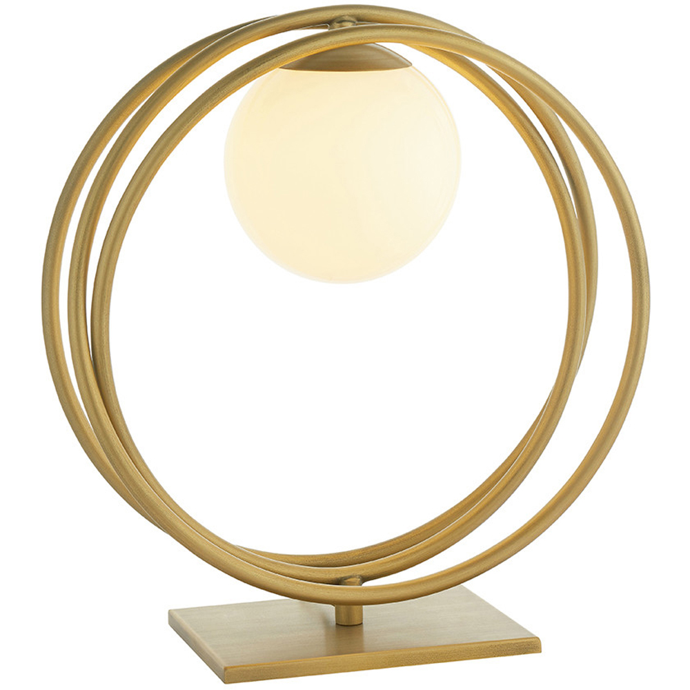 Merano Bergamo Gloss Opal Glass Shade Brushed Gold Table Lamp Image 3