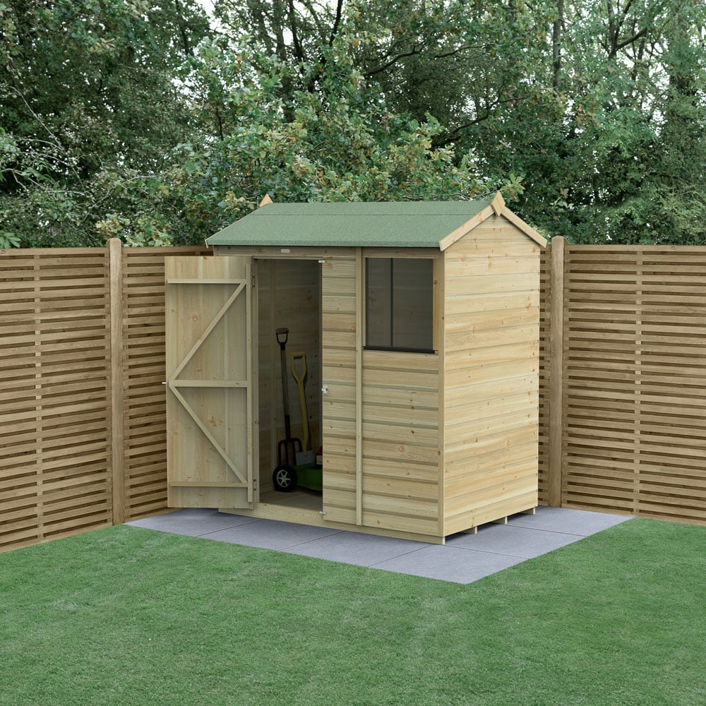 Forest Garden Beckwood 6 x 4ft Single Door Single Window Shiplap Reverse Apex Shed Image 2