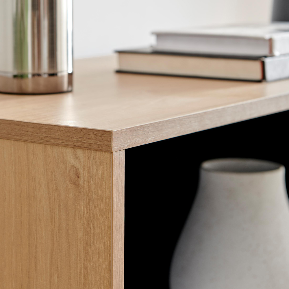 Furniturebox Billet 2 Door 2 Shelf Off White and Wood Effect Small Sideboard Image 4