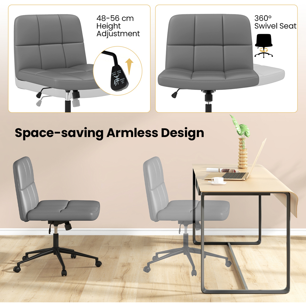 Costway Grey Cross Legged Office Chair Image 6