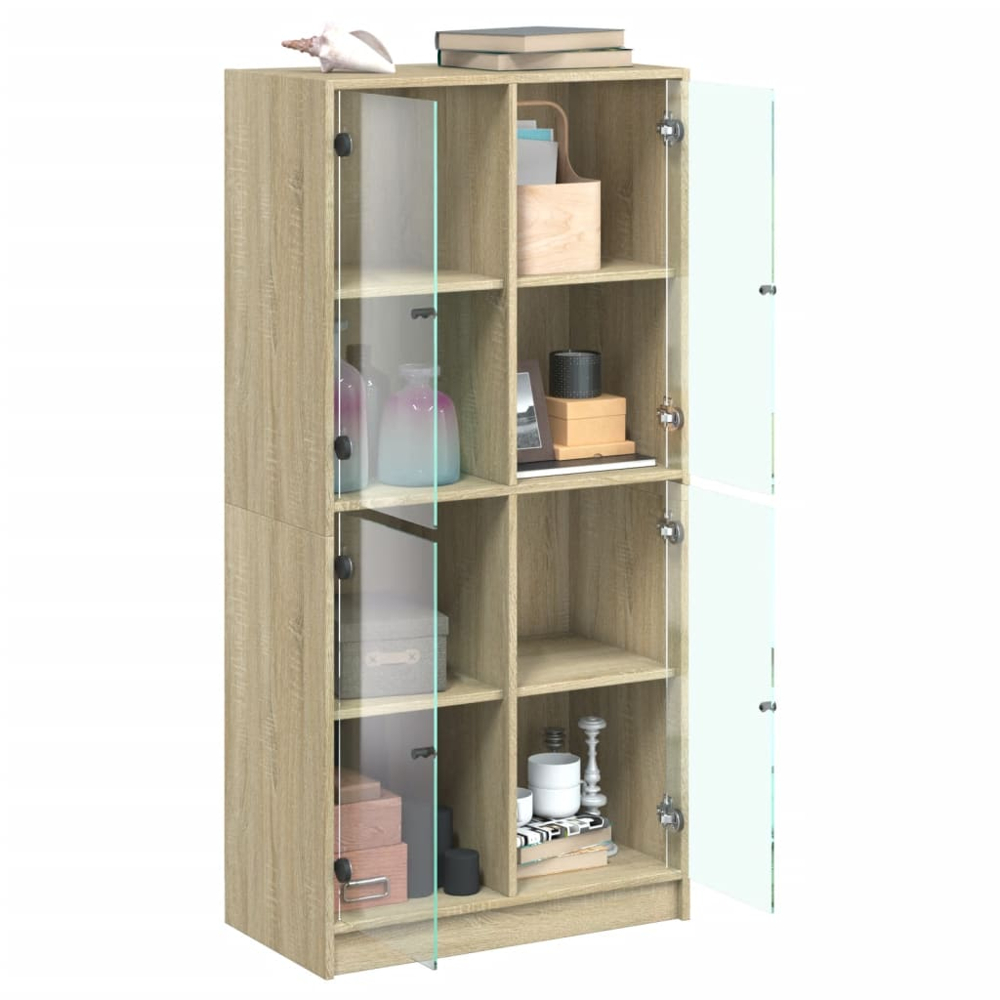 vidaXL 4 Glass Door Sonoma Oak Highboard Image 3